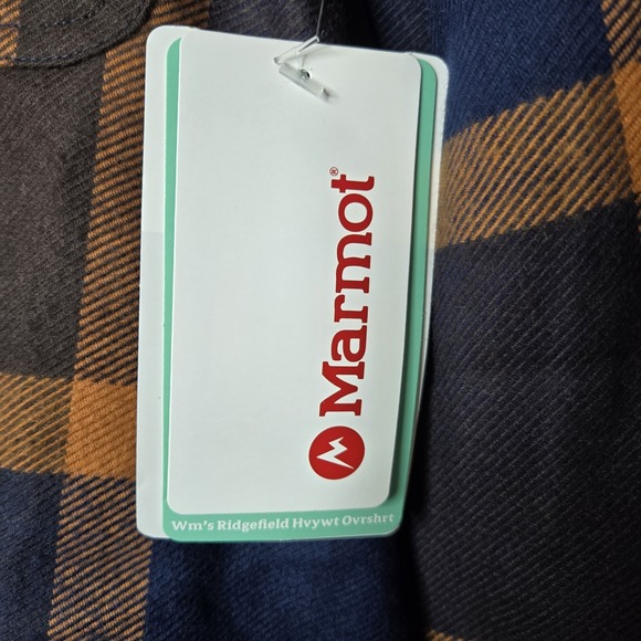 Marmot Womens XL Ridgefield Heavyweight Plaid Flannel Overshirt Top NWT Blue - Picture 4 of 10